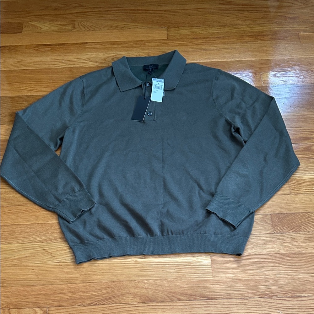 Magaschoni Olive Green Knit Polo Sweater